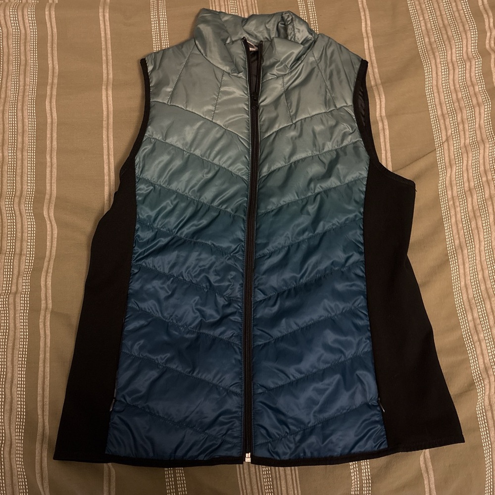 Christopher & Banks Teal and Black Quilted Vest